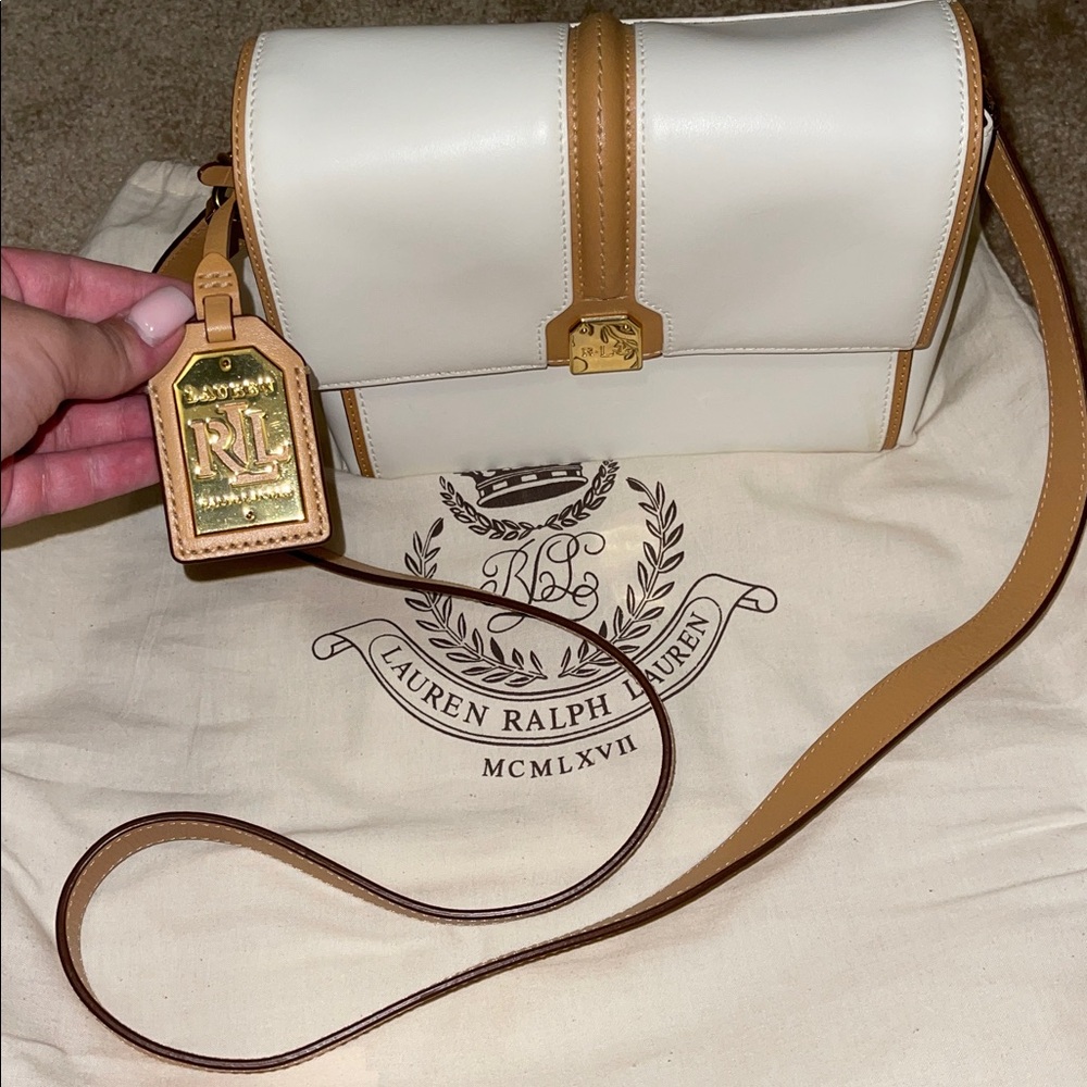 Lauren Ralph Lauren Cream and Tan Shoulder Bag